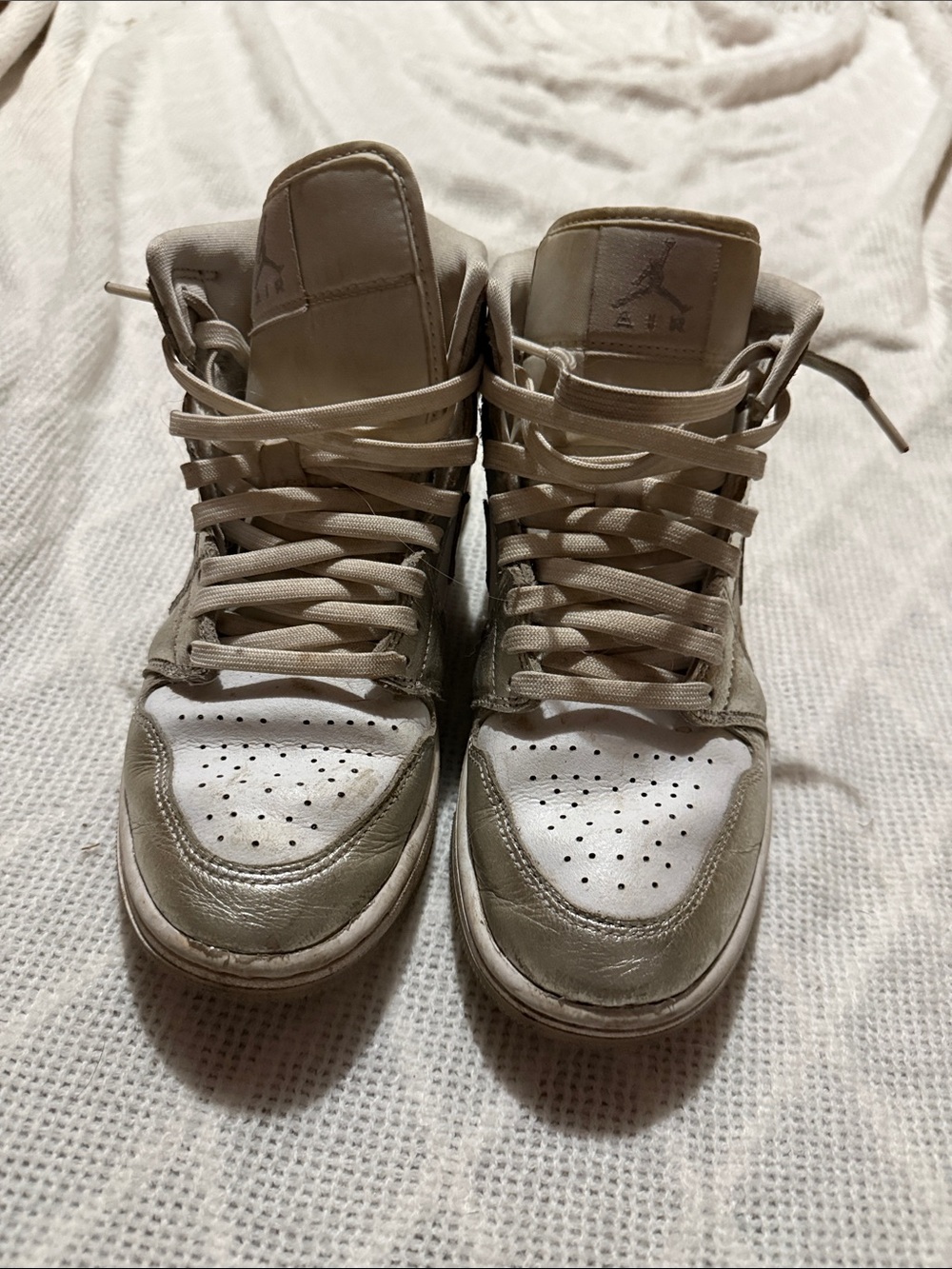 Nike Air Jordan High-Top Sneakers in Metallic Silver and White